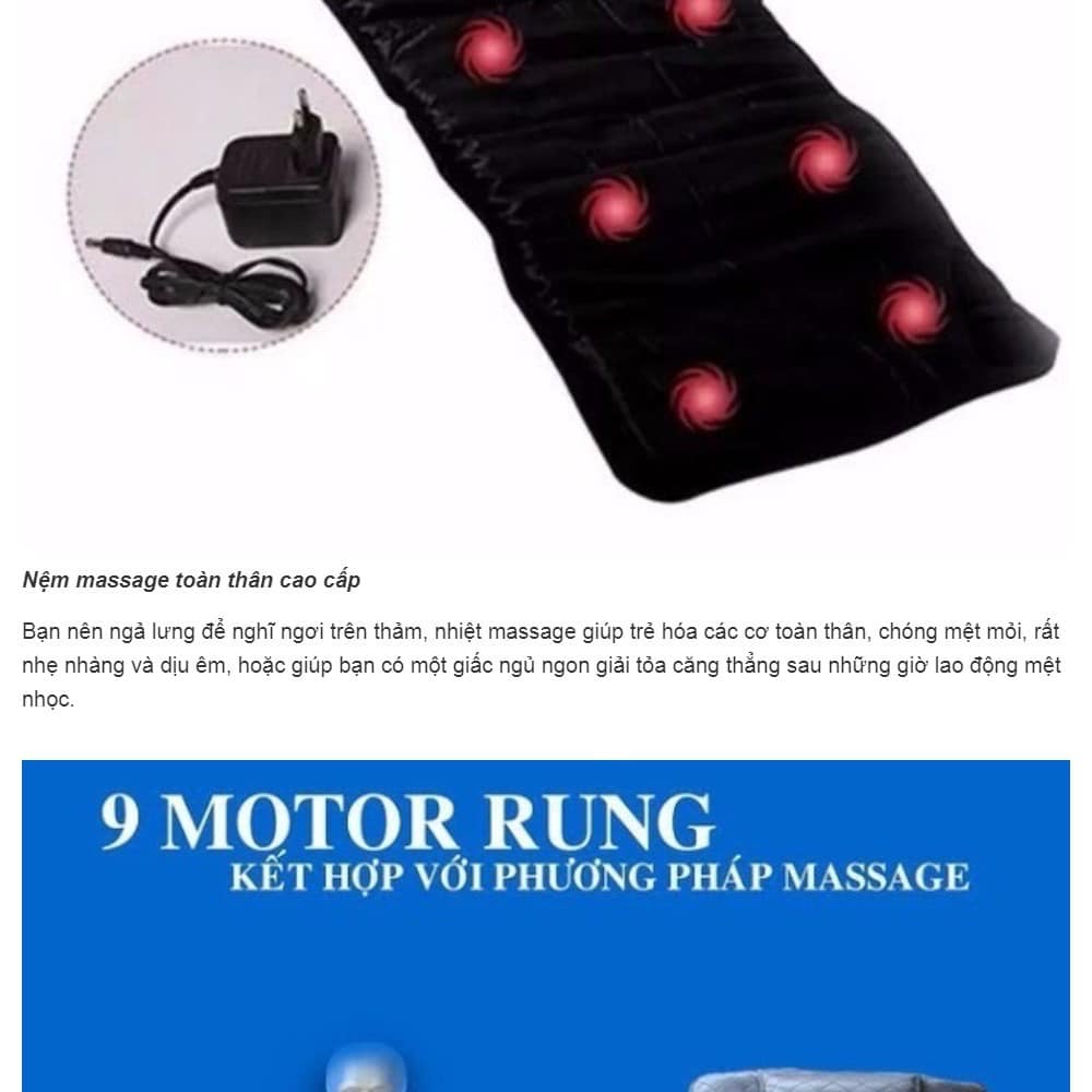 NỆM MASSAGE TOÀN THÂN 9 BI - Đệm ghế matxa toàn thân 9 bi