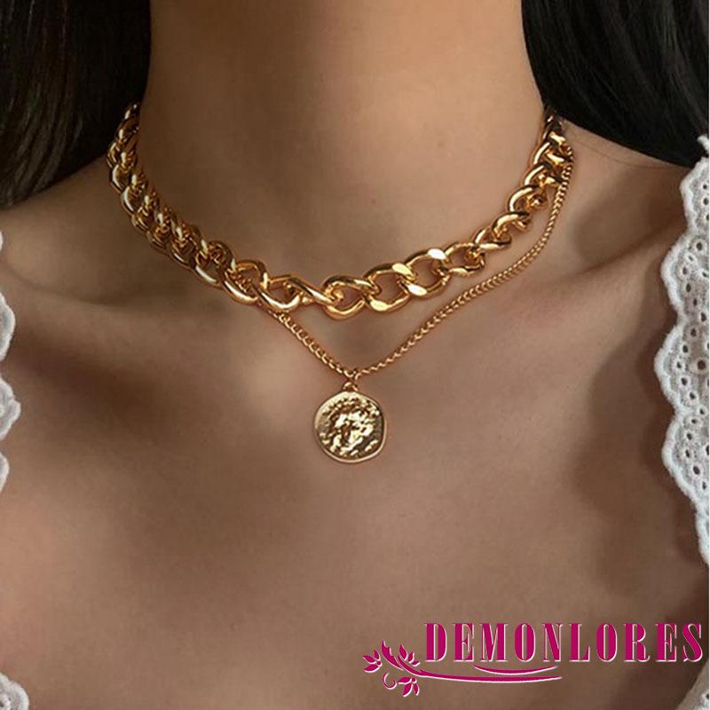 Dây chuyền trang trí mặt hình đồng xu kiểu dáng cổ điển dành cho nữ