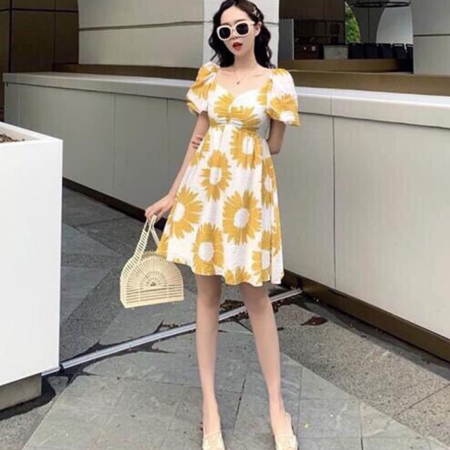 ĐẦM TRẮNG HOA TO NHÚN NGỰC 2 màu