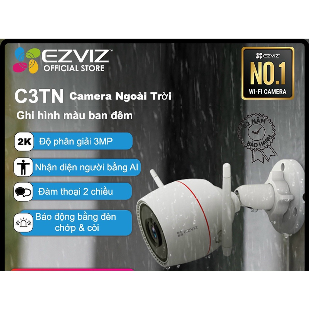 Camera Ezviz C3TN 3mp wifi ngoài trời không dây nói chuyện 2 chiều