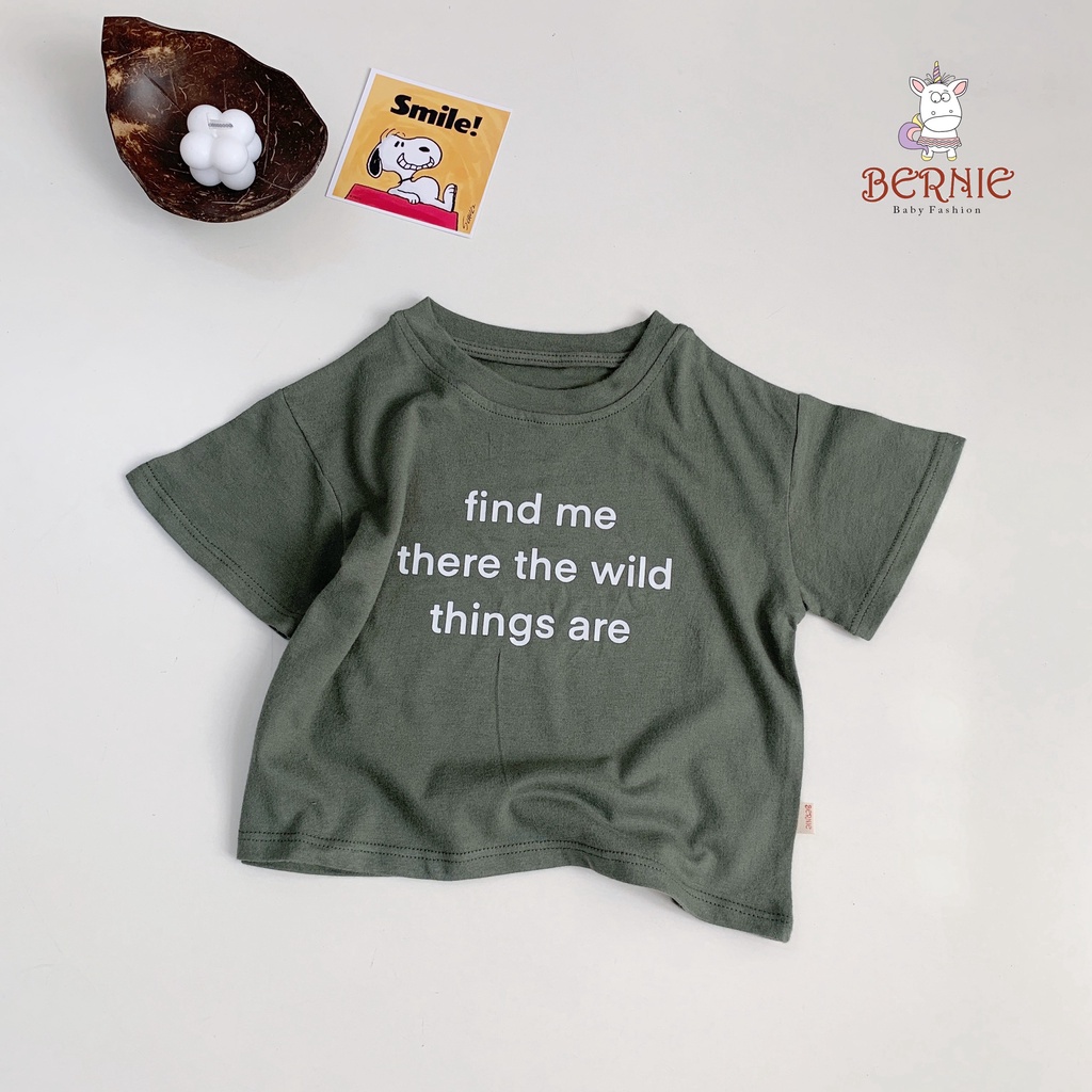 BERNIE - Áo Thun Cotton In Chữ Unisex Kiểu Dáng Thời Trang Cho Bé Trai Bé Gái