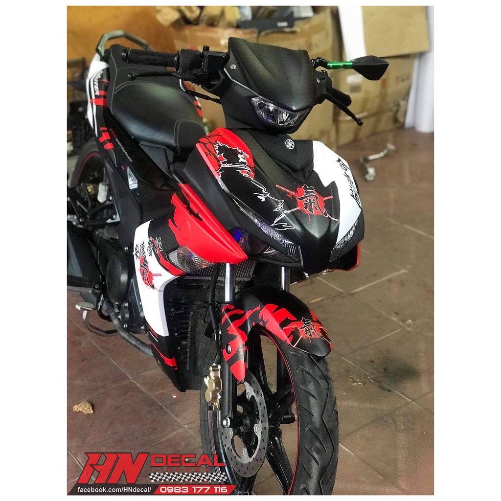 Tem Trùm Exciter 155 Samurai Đen Trắng Đỏ