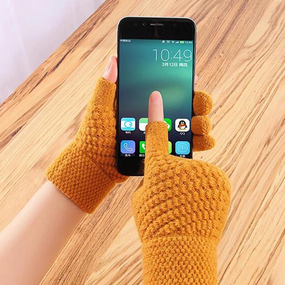 Găng Tay Len Nửa Ngón Co Giãn Giữ Ấm Chơi Game