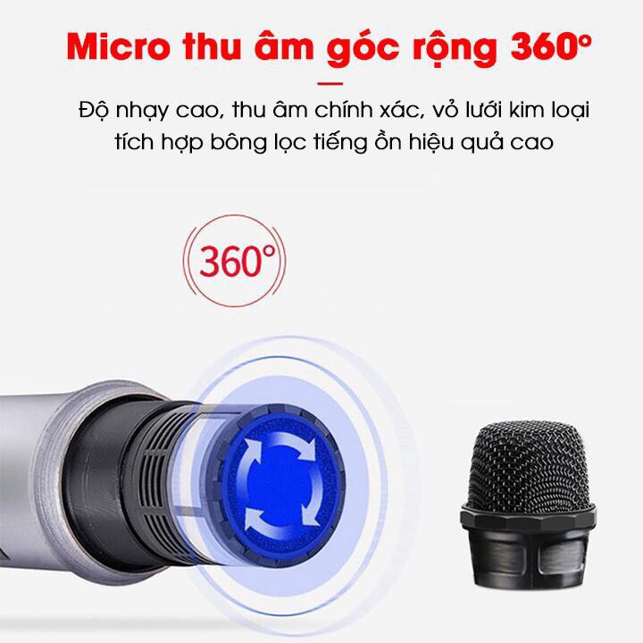 Mic đa năng V12 có đèn led hiển thị phù hợp cho các loa âm li có hỗ trợ cổng mic 6.5 và 3.5