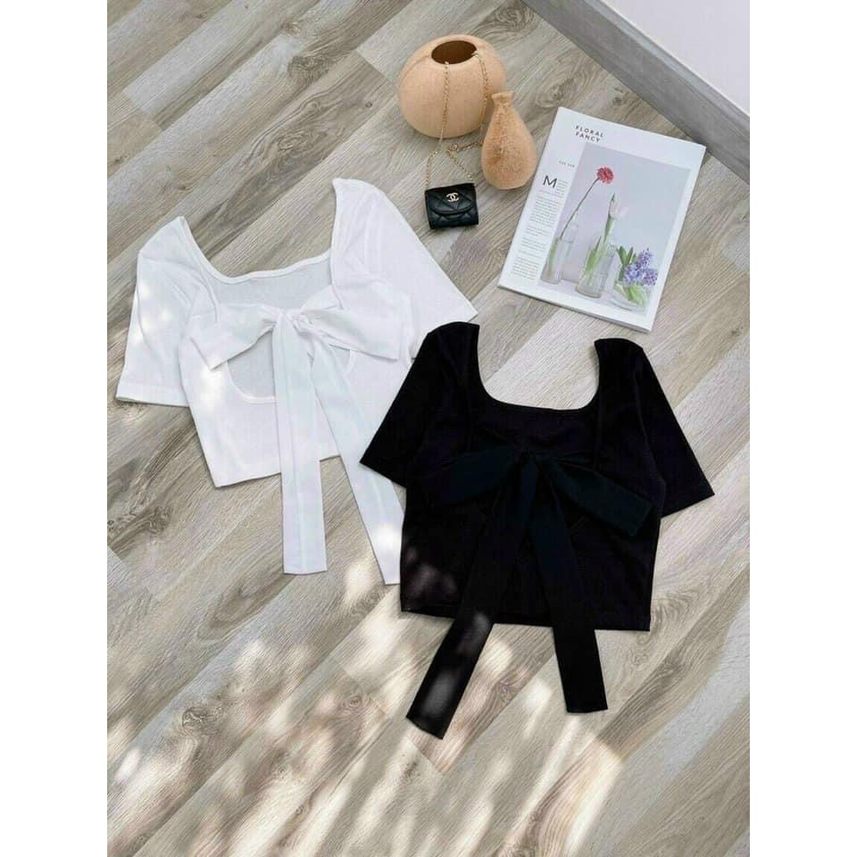 Áo Croptop Buộc Nơ Lưng Siêu Xinh