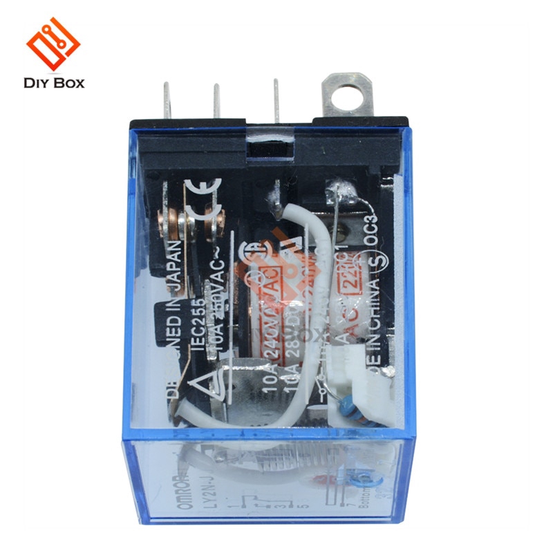 Mô-đun rơ le điện tử AC 220V DC 12V10 A LY2NJ 8 pin vỏ trong suốt với cuộn dây điện từ mini