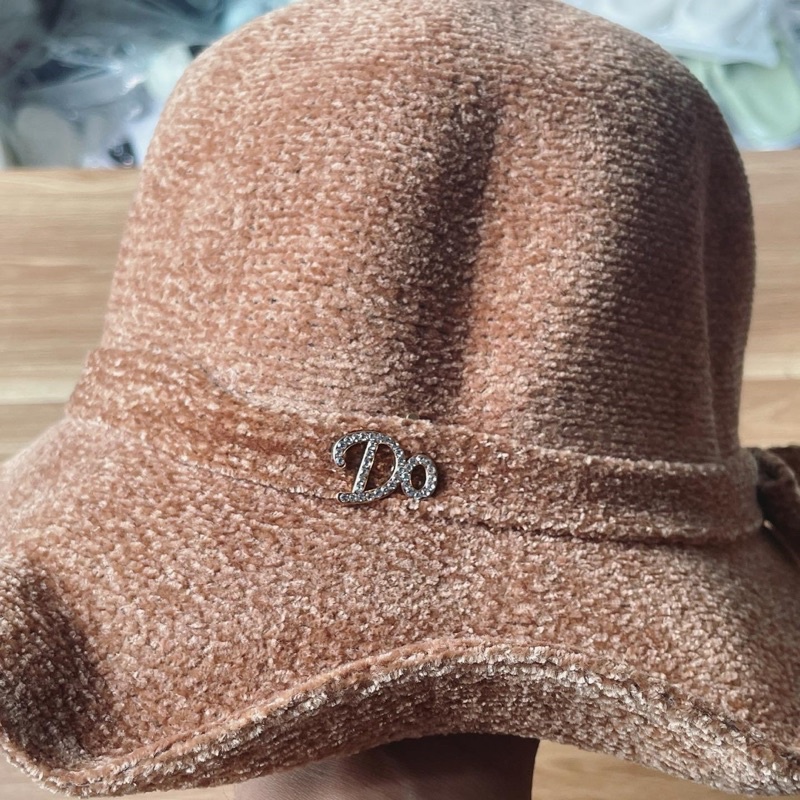 Mũ bucket nữ chất nhung mịn hoạ tiết gắn đá , phụ kiện thời trang nữ