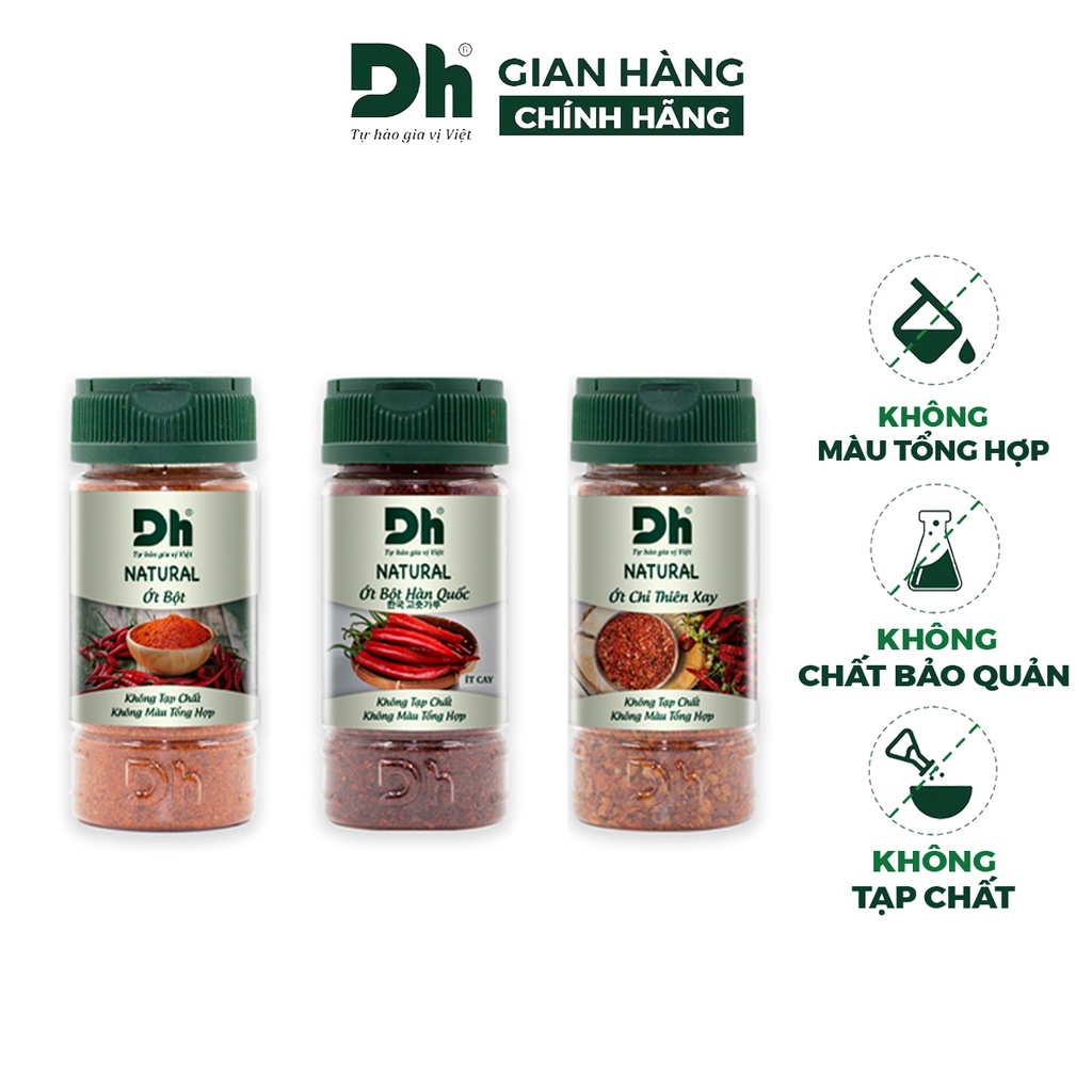 Ớt bột xay nguyên chất Natural DH Foods chế biến món ăn 30gr/60gr