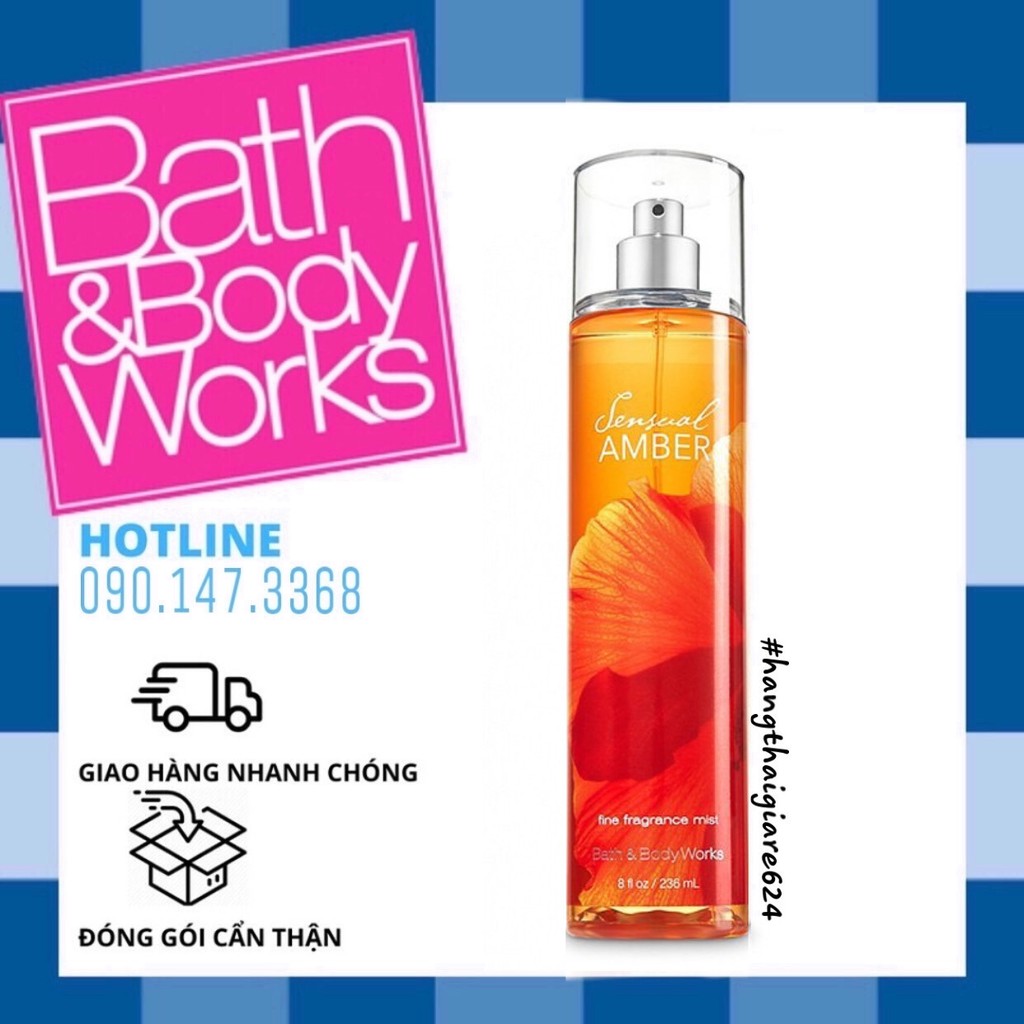 Xịt Thơm Toàn Thân Bath And Body Works - Sensual Amber 236ml (Mỹ) _ 𝑴𝒂̂̃𝒖 𝒄𝒉𝒊𝒆̂́𝒕_ [𝑳𝒊𝒏𝒉 𝑽𝒚̃ 𝑨𝒖𝒕𝒉𝒆𝒏𝒕𝒊𝒄]