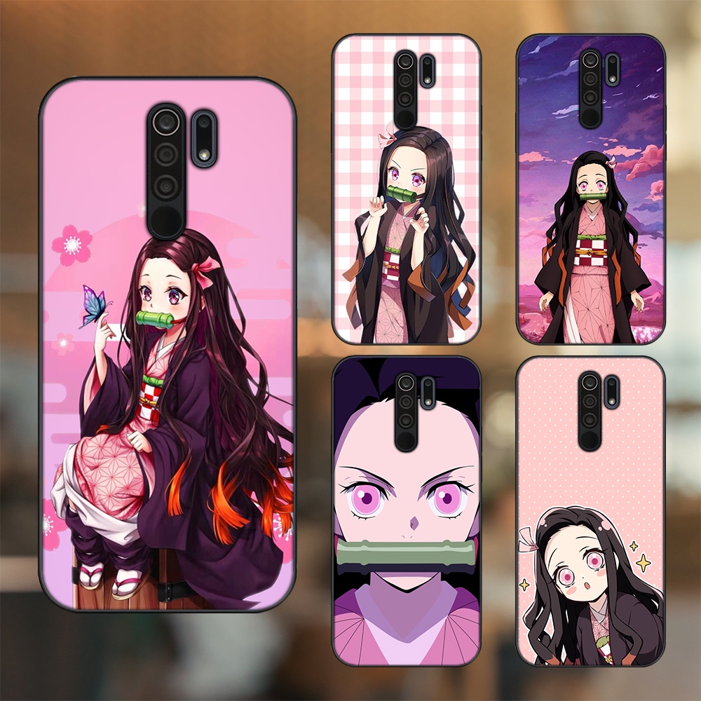 Ốp lưng Xiaomi Redmi 9 viền đen in hình Nezuko Kimetsu no Yaiba