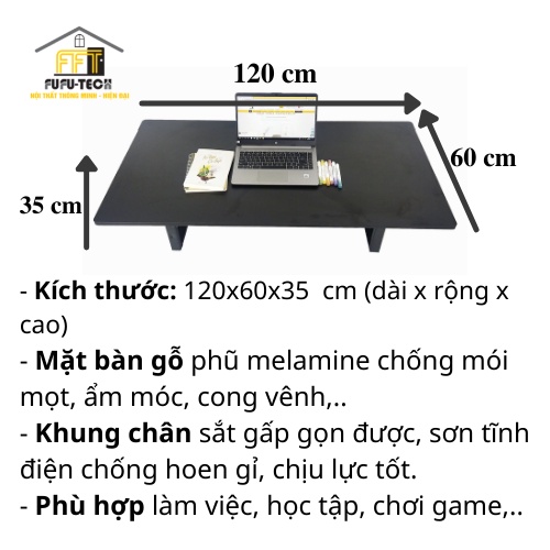 Bàn Bệt Gấp Gọn Chân Sắt 120x60 Cm Dùng Làm Bàn Làm Việc, Bàn Gaming, Bàn Học BBM1 (Lắp Đặt Sẵn)