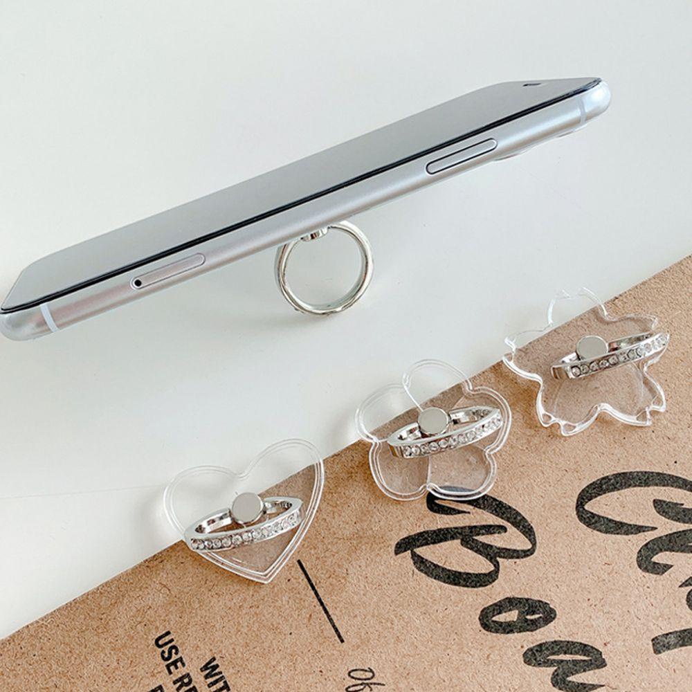 QUINTON Cute Mobile Phone Holder High Quality Phone Ring Stand Transparent Finger Ring Zinc Alloy Universal Rotatable Anti-fall Ring Buckle Phone Desktop Bracket Acrylic Car Phone Mount Stand