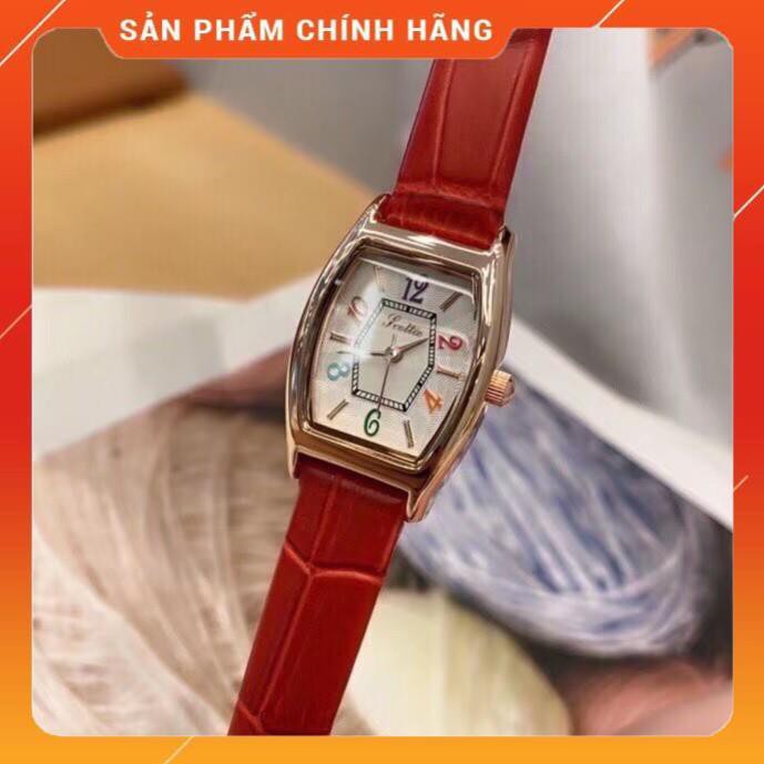 Hàng Cao Cấp - Đồng hồ - Nữ - Scottie - dây da mặt vuông viền đá cao cấp - lỗi 1 đổi 1