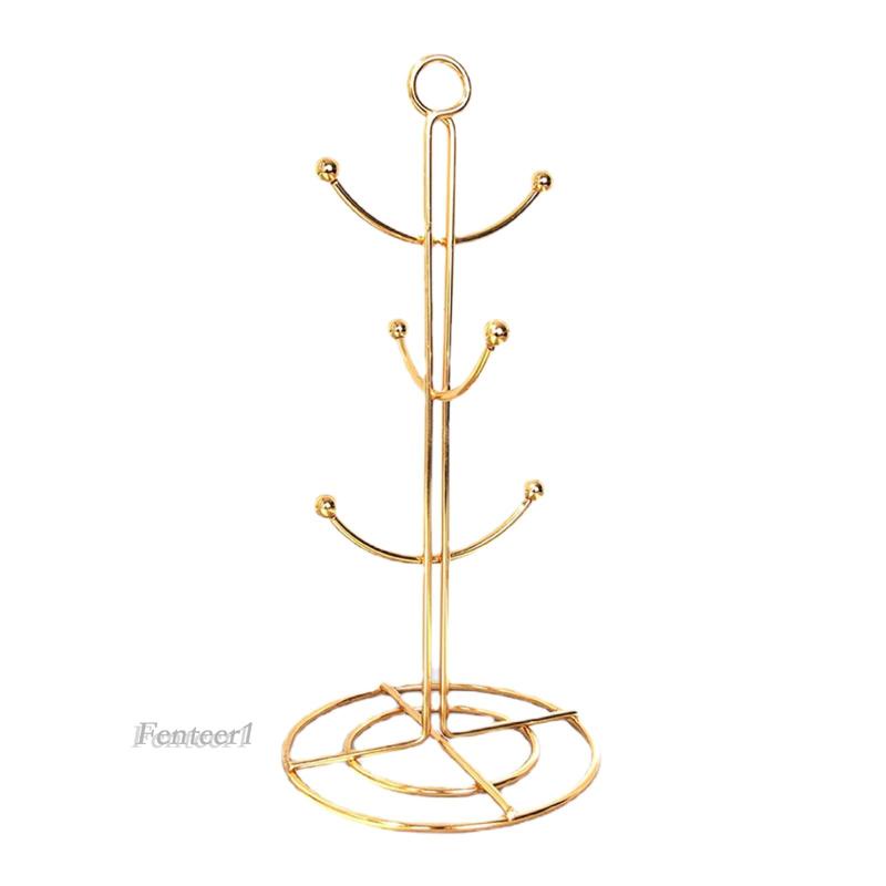 [Fenteer1] Giá Treo 6 Móc Treo Cốc Nhỏ Gọn Trang Trí Nhà Cửa