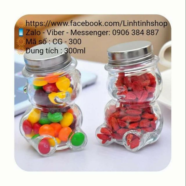 Hũ thủy tinh gấu 300ml
