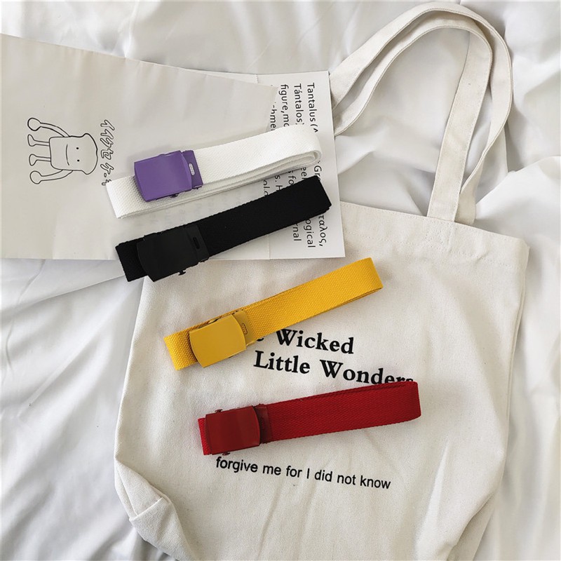 [Spot] Thắt Lưng Vải Canvas Khóa Sắt Tự Động Thời Trang Cho Học Sinh