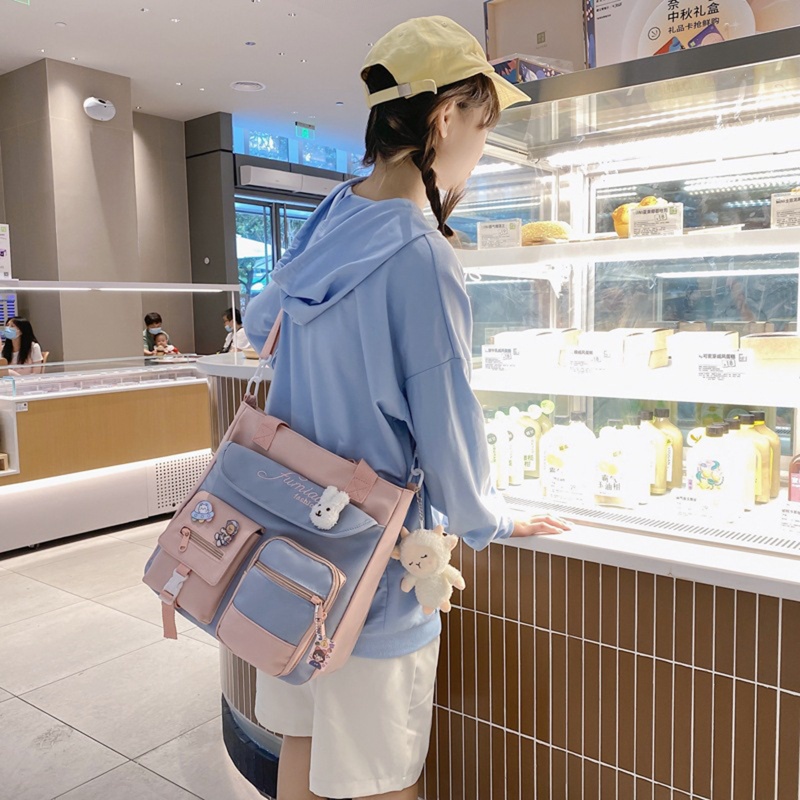 Youyo Túi Tote Đeo Vai Cỡ Lớn Màu Kẹo Ngọt Phong Cách Nhật Bản Dễ Thương Cho Nữ Thanh Thiếu Niên