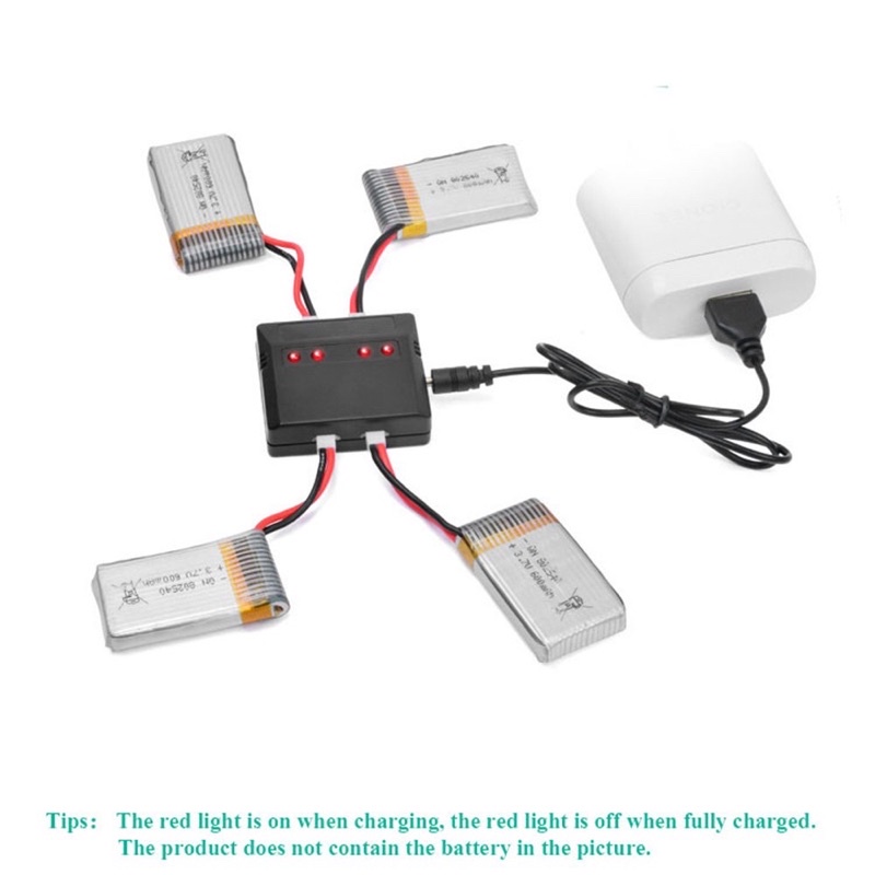 Bộ sạc pin 1s 3.7V 500mA - Sạc được 4 pin cùng một lúc, có đầu cắm sạc qua cổng USB tiện lợi