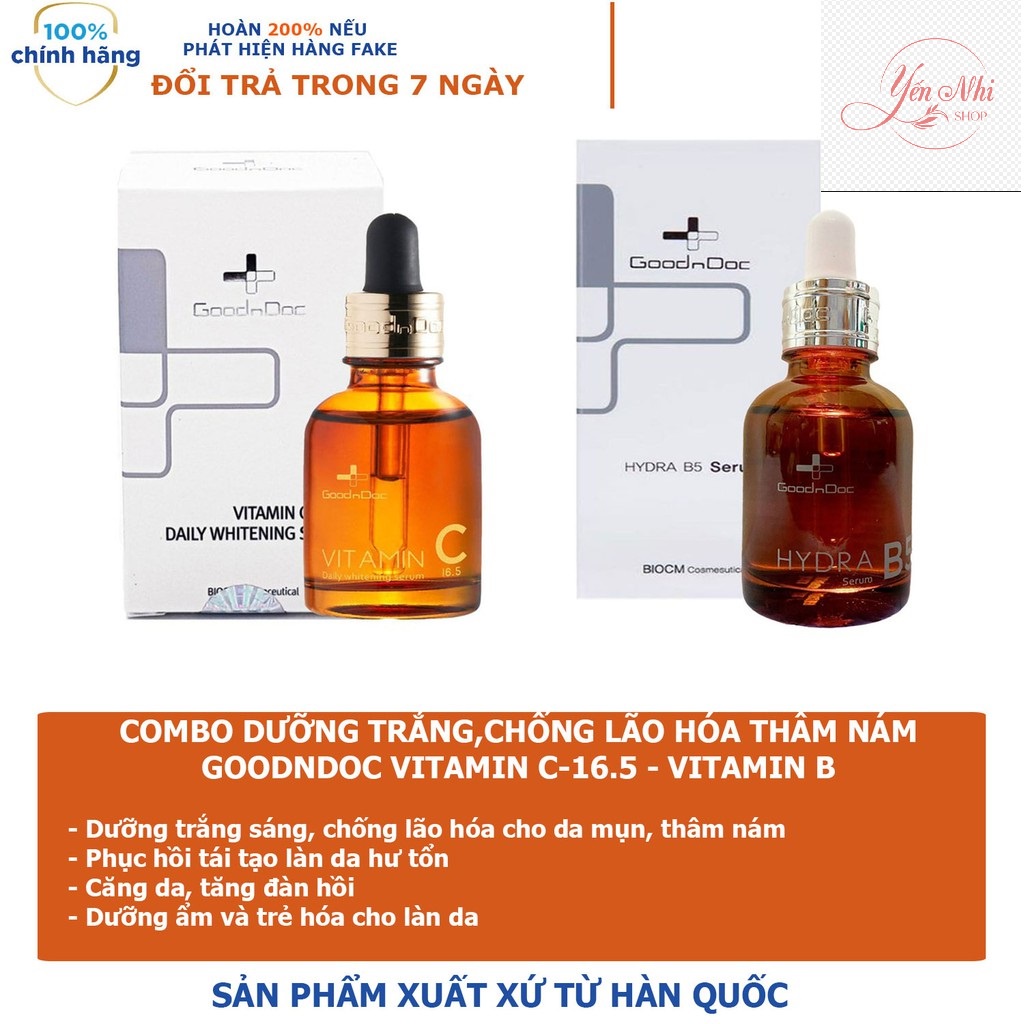 SERUM DƯỠNG ẨM, PHỤC HỒI LÀM SÁNG DA GOODNDOC B5. VITAMIN C