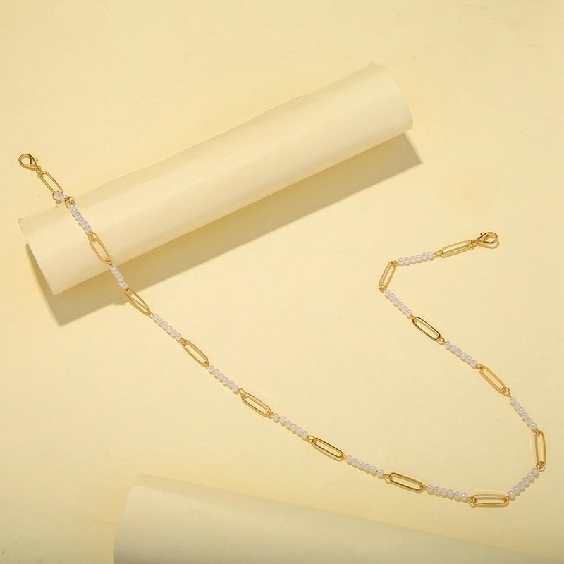 Dây xích vòng cổ chuỗi hạt ngọc trai thời trang dùng gắn khẩu trang mắt kính tránh rơi mất