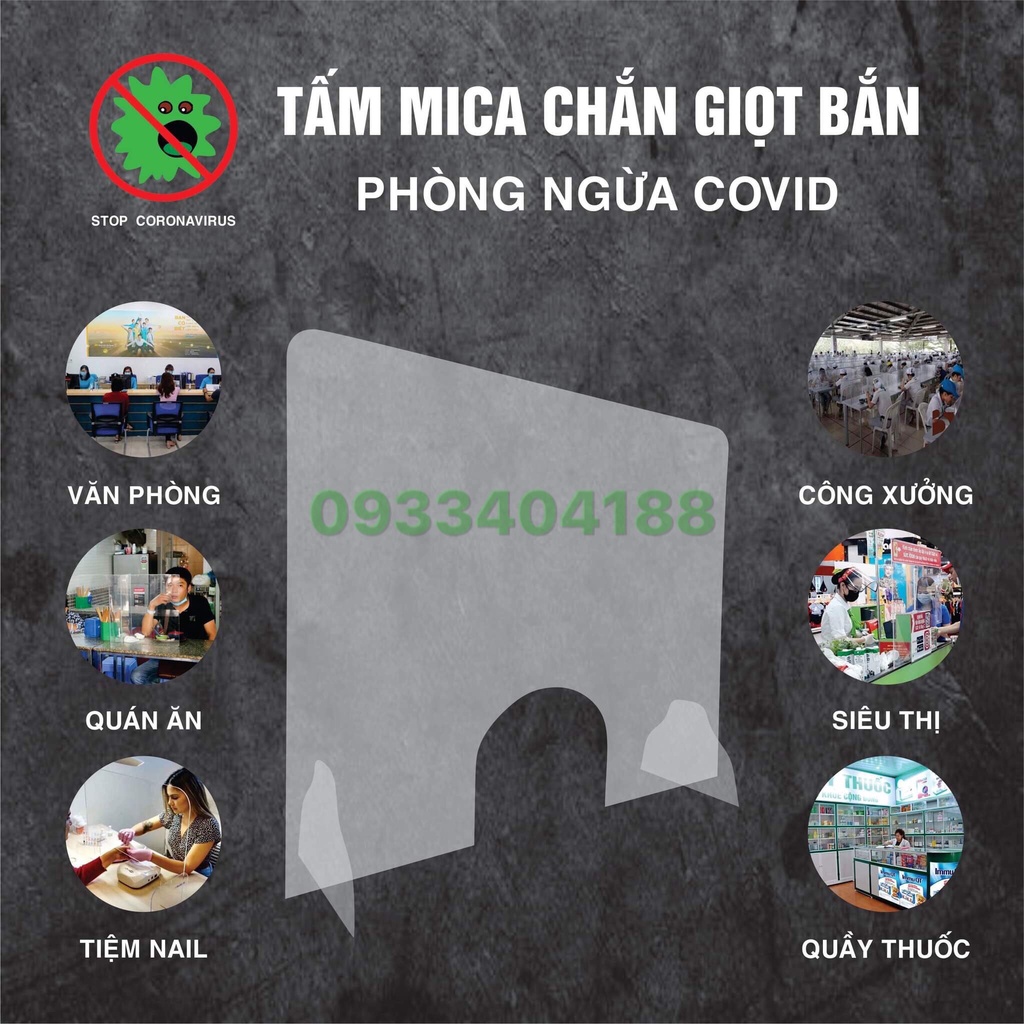 Tấm chắn mica để bàn chống giọt bắn-Ngăn nước bọt,vi khuẩn khi giao tiếp ,dùng cho quầy thuốc ,ngân hàng ,quán ăn .v.v..