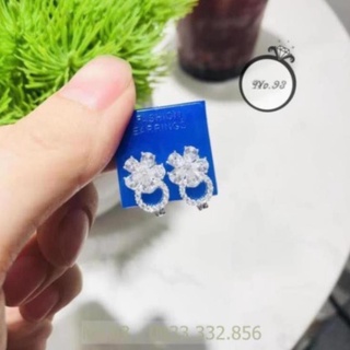 Bông tai bạc ta hoa đá khóa chốt bấm hoa tai trang sức cao cấp