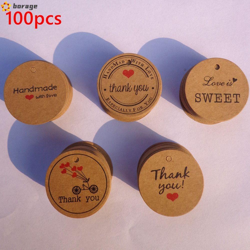 Set 100 Thẻ Giấy Hình Trái Tim Màu Đỏ Dùng Để Trang Trí Quà Tặng
