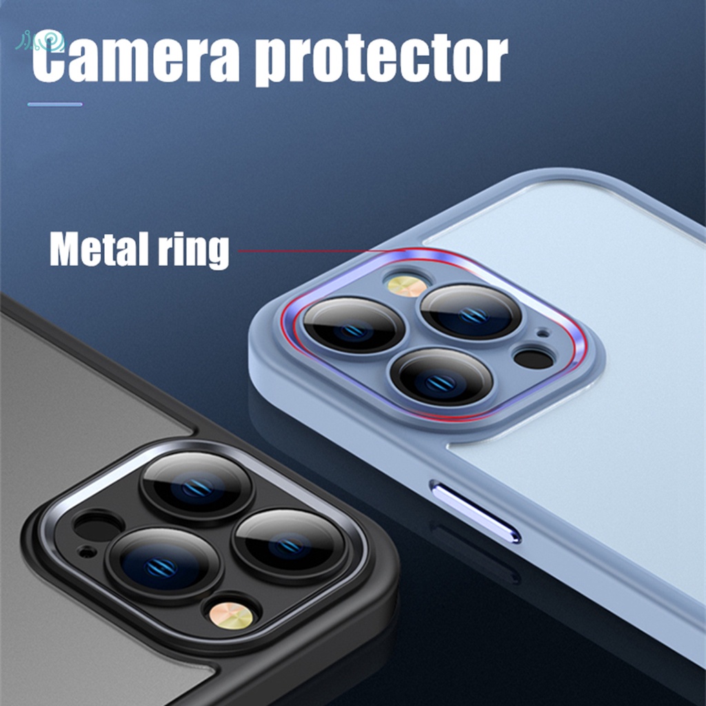 Ốp Điện Thoại Silicon Cứng Trong Suốt Mặt Nhám Sang Trọng Kèm Miếng Bảo Vệ Lens Cho iPhone 13 Pro MAX 12 Pro MAX 11