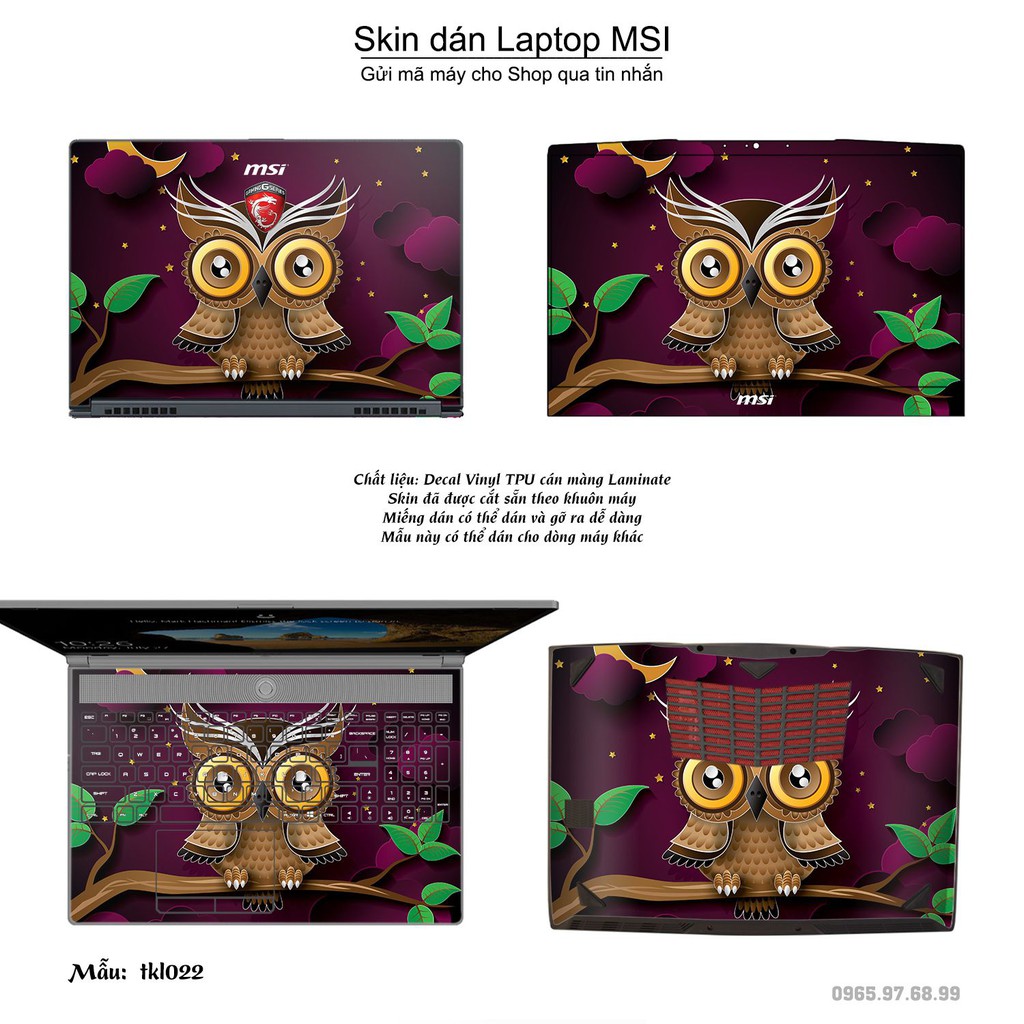 Skin dán Laptop MSI in hình thiết kế nhiều mẫu 5 (inbox mã máy cho Shop)