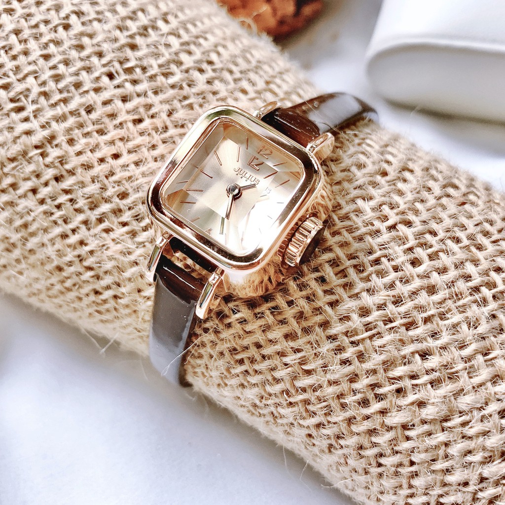 Đồng hồ nữ JA-496C Julius Hàn Quốc dây da (nâu)