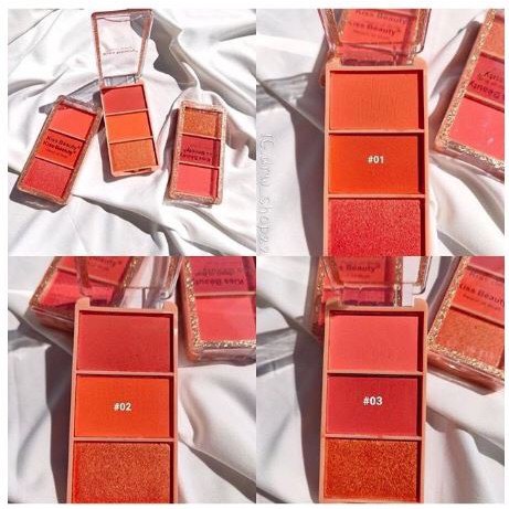 Má hồng 3 ô Kiss Beauty Peach Of Blush màu sắc trẻ trung, năng động, nhỏ gọn nội địa Trung | BigBuy360 - bigbuy360.vn