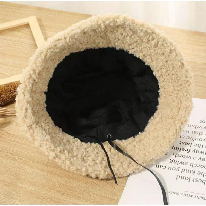 Nón Bucket Lông Cừu TẶNG 1 Đôi Tất Cổ Ngắn