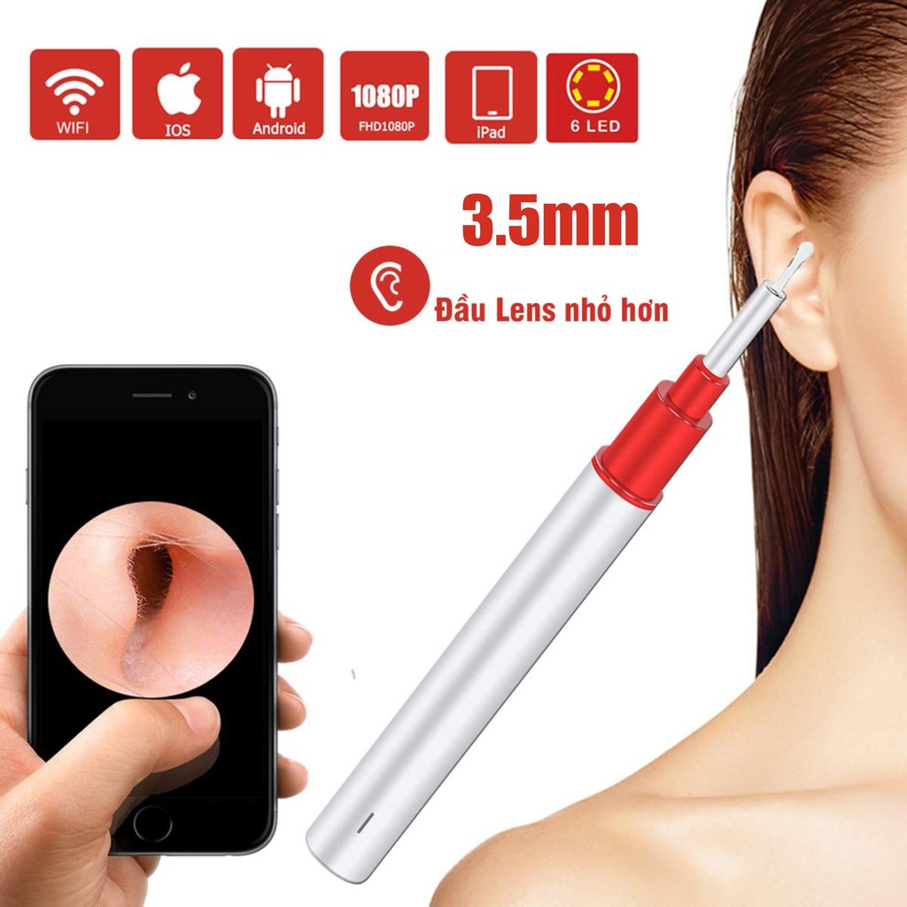 Dụng Cụ Lấy Ráy Tai Thông Minh Cảm Biến Bebird A2 Camera Nội Soi Không Dây WiFi 5 Đèn LED và HD 1080P 2Megapixels