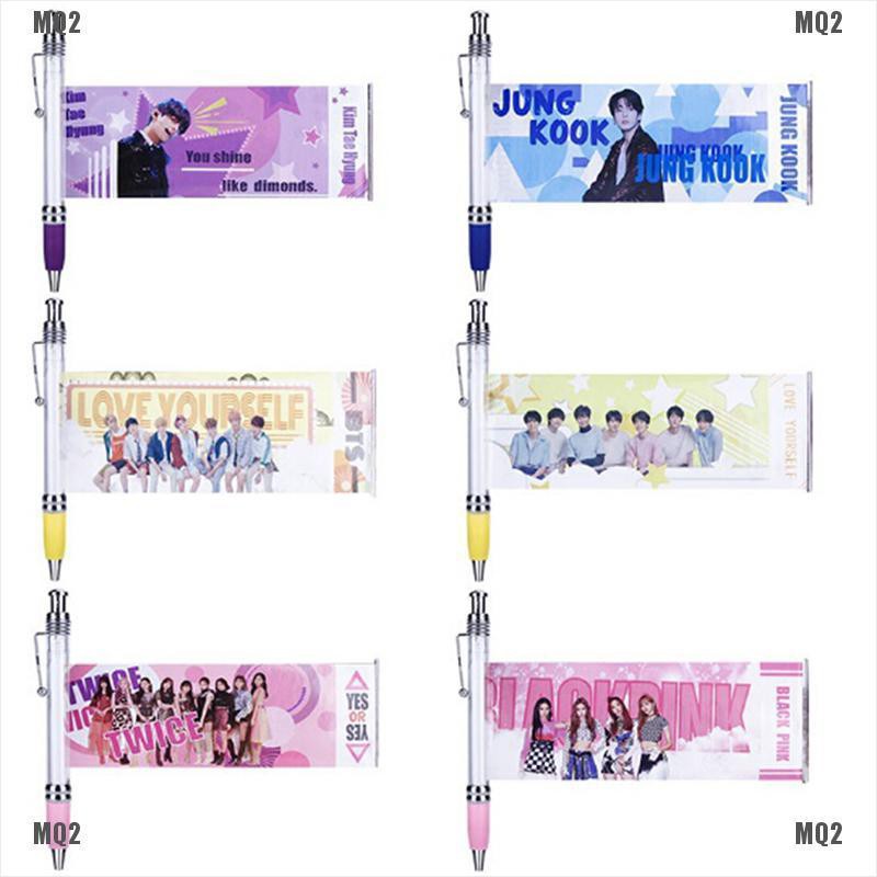 {MQ2}Kpop BTS BLACKPINK Ballpoint Pen Black Ink Gel Pen With Cute Photo Fans Gift