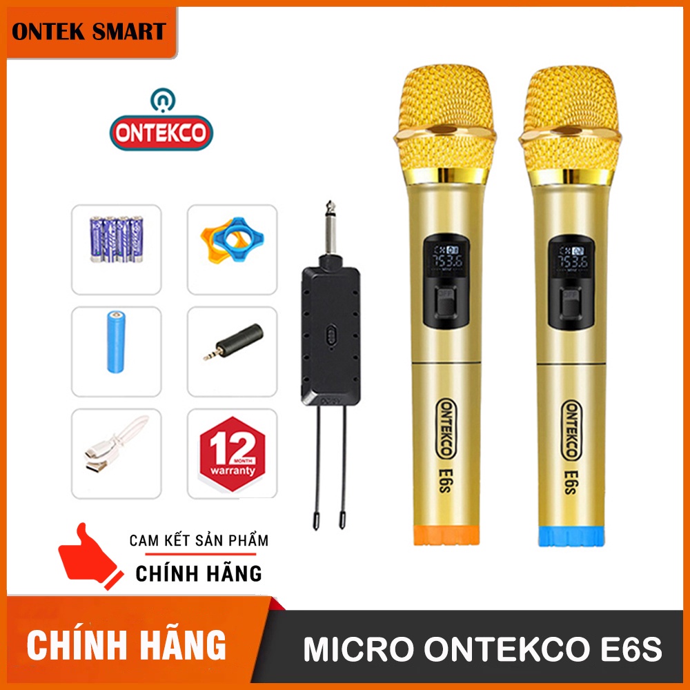 Bộ 2 Micro không dây karaoke chuyên nghiệp ONTEKCO E6S | BEST SOUND W003 - BH 12 Tháng (Mic hút, âm thanh hay)