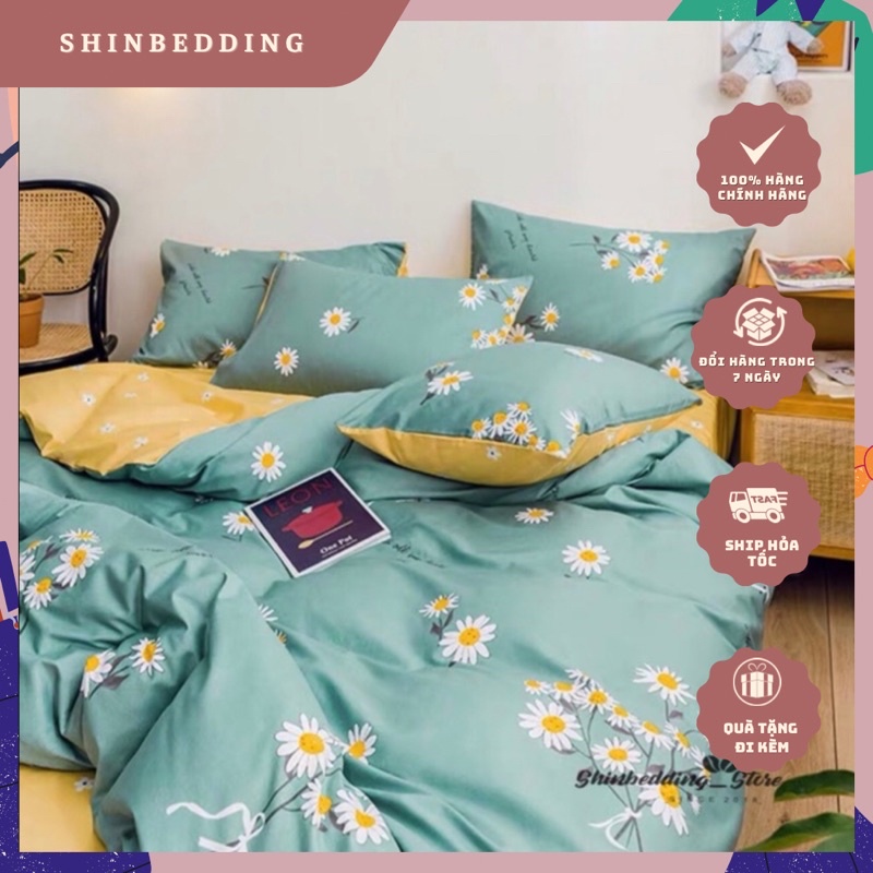 Set Chăn Ga Cotton Poly Hoa Cúc Hoạ Mi