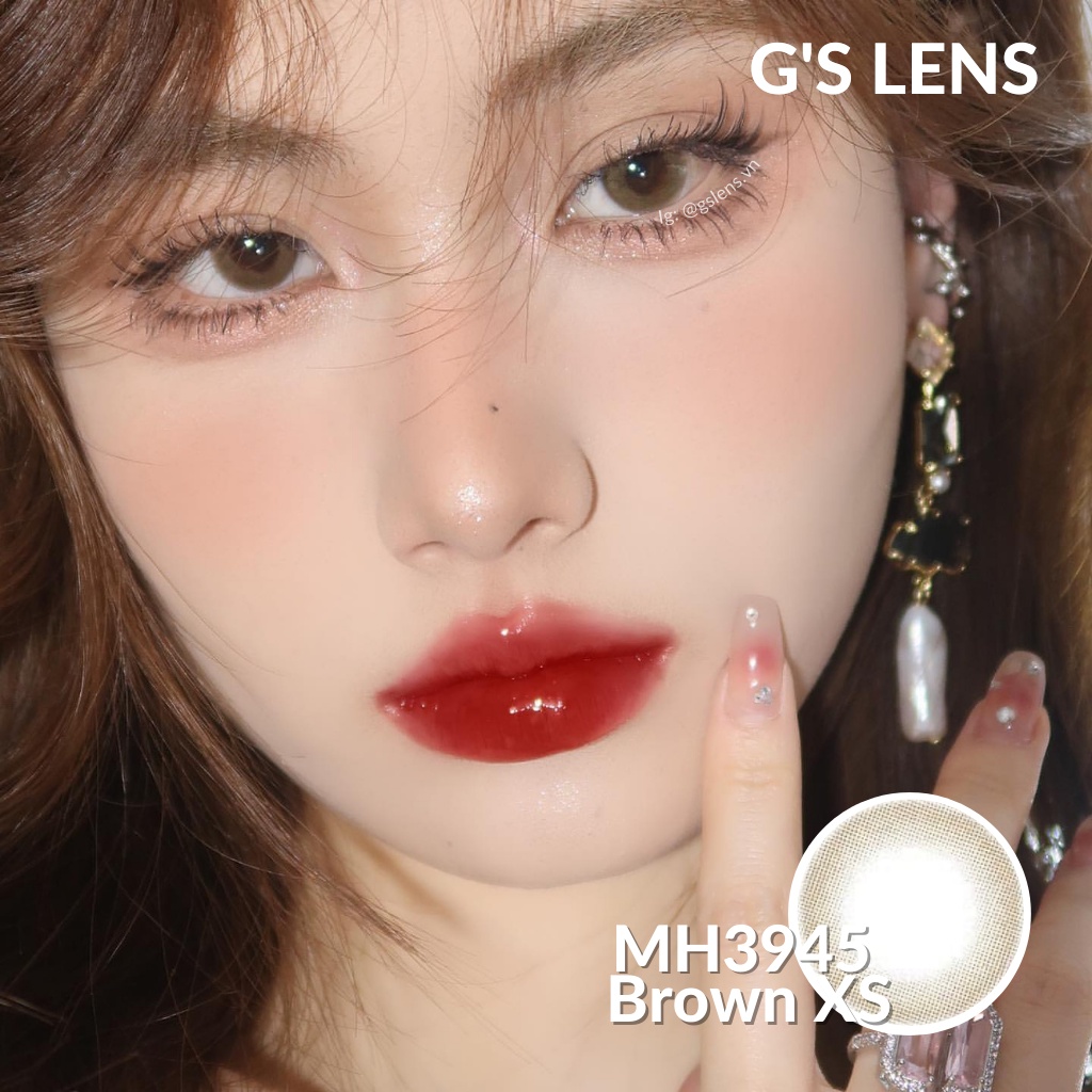 Kính Áp Tròng MH3945 Brown Trong Trẻo Tự Nhiên Không Giãn Size XS Có 0-6 Độ Cận (Lens Nâu Tự Nhiên))