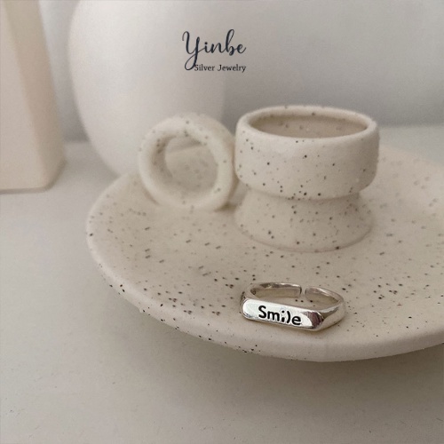 Nhẫn bạc khắc chữ theo yêu cầu nhẫn cá tính, nhẫn đôi nam nữ Unisex smile Yinbe freesize bảo hành trọn đời sản phẩm