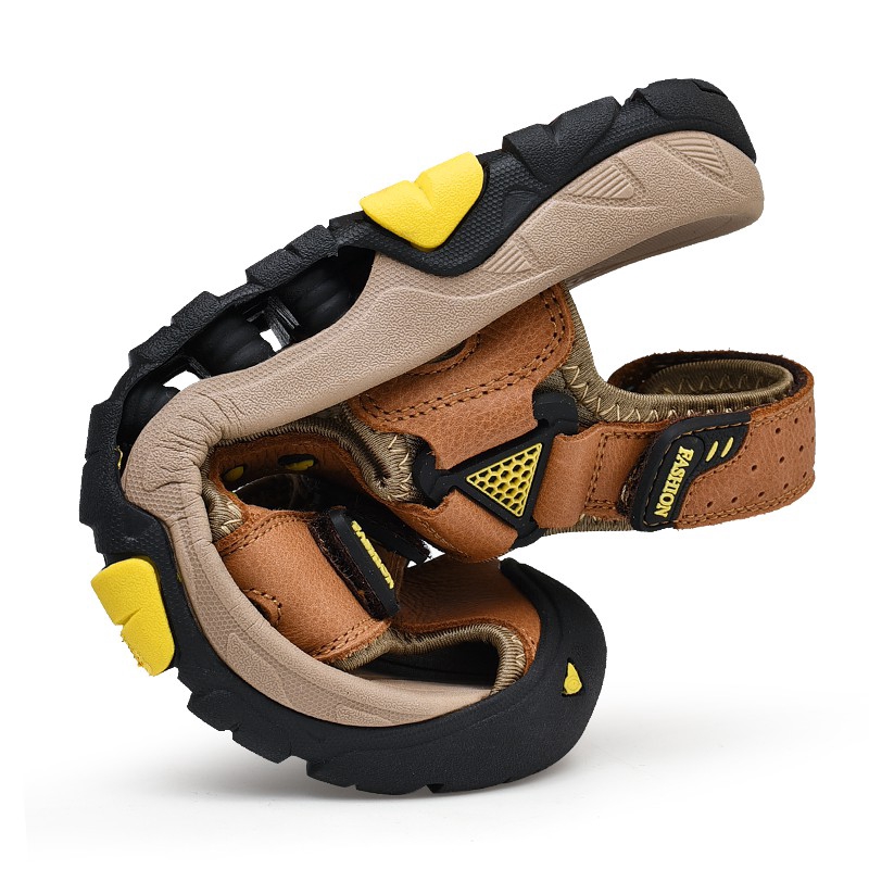 Giày sandal thiết kế bít mũi dây khóa dán thời trang cho nam