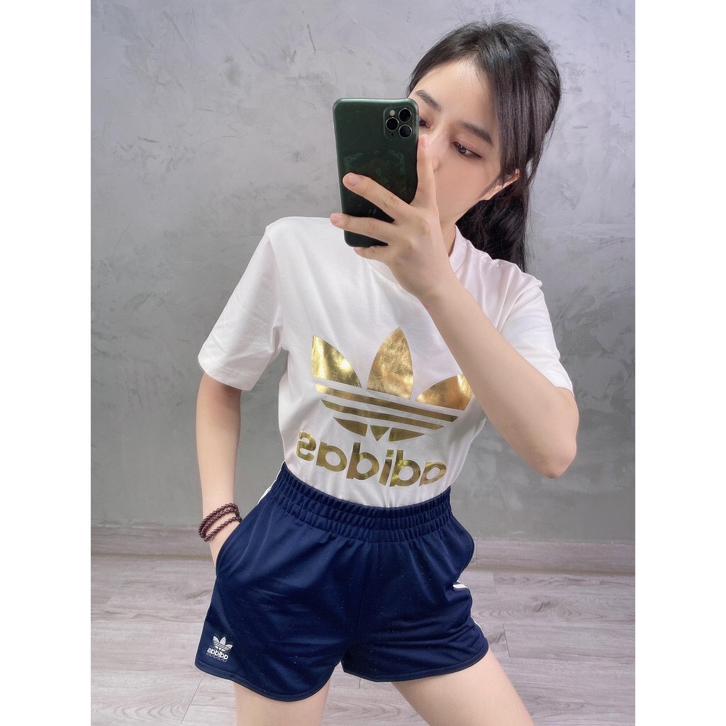 Áo Thun Thể Thao Nam Nữ Adidas vàng chất vải cotton co dãn nhẵn mịn không xù