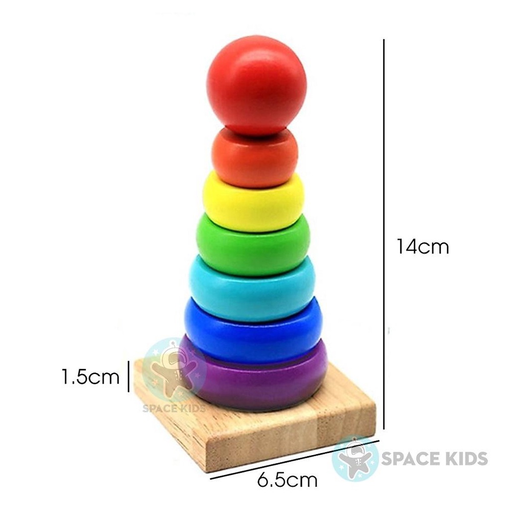 Tháp Gỗ Cầu Vồng Nhiều Màu Cho Bé