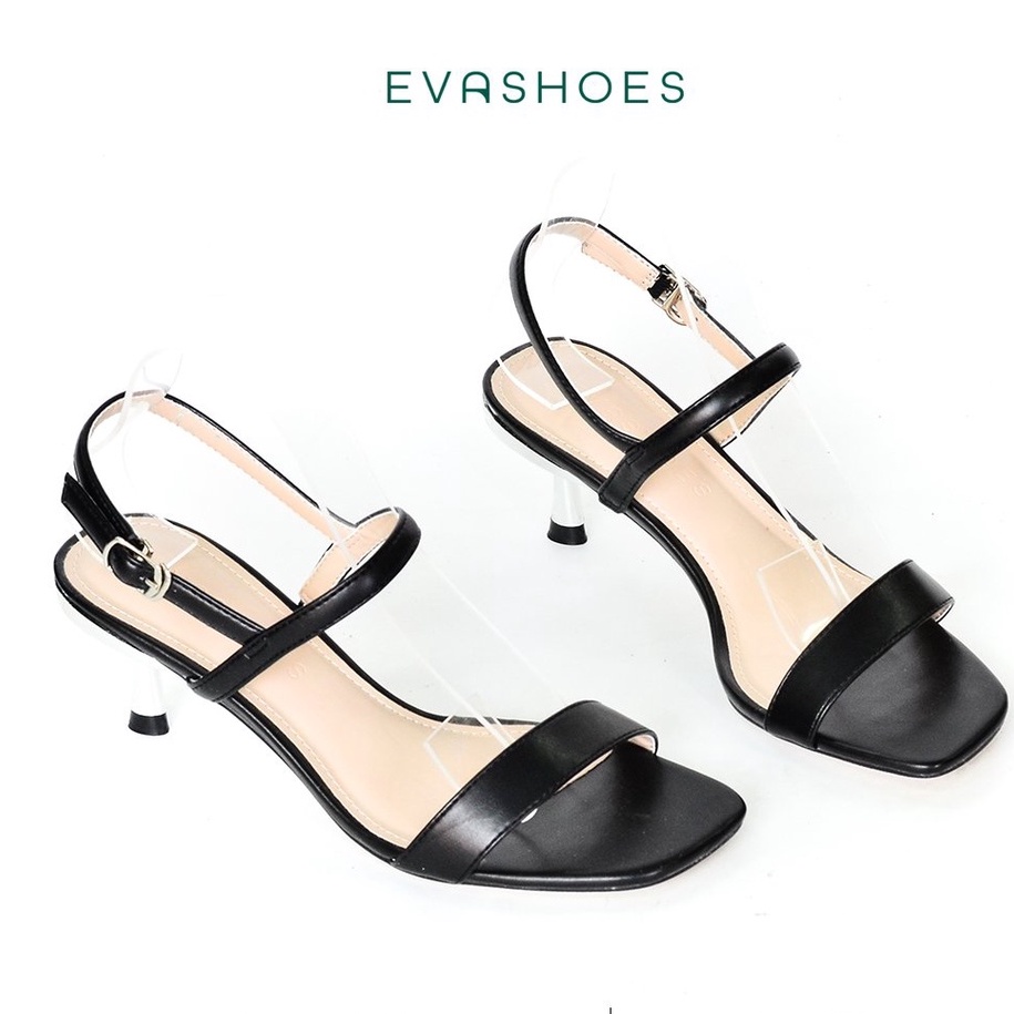 Dép Sandal Cao Gót Nữ Mũi Vuông Quai Ngang 5cm Evashoes - EVA0057V