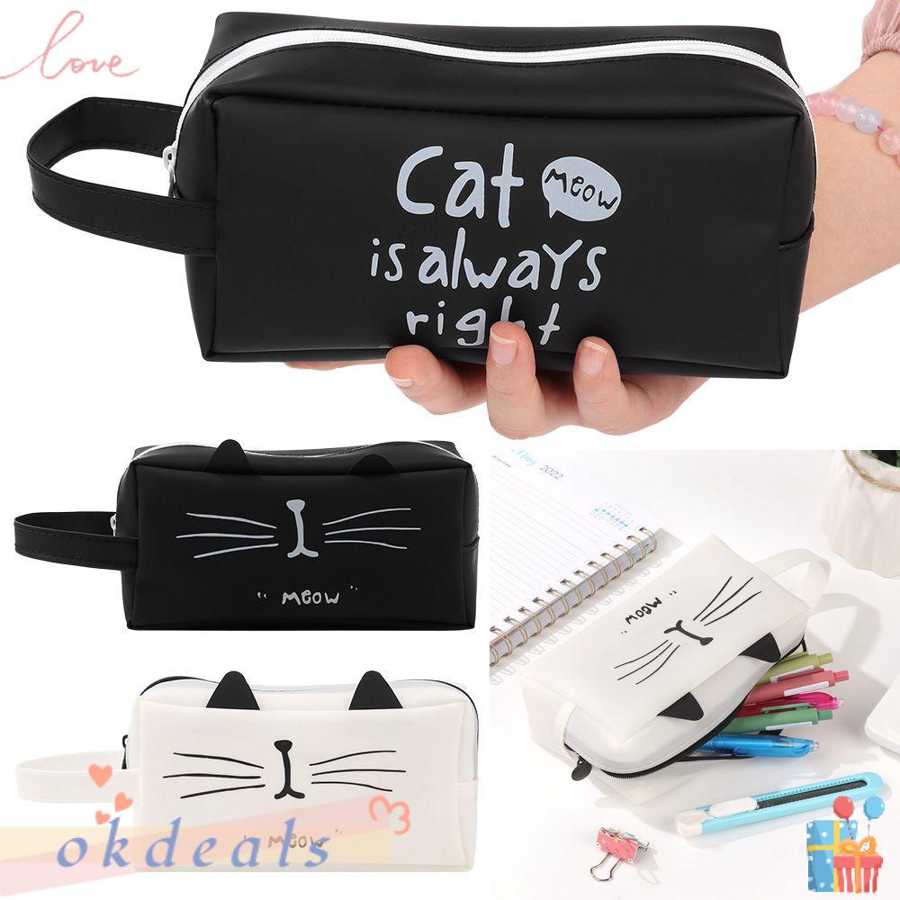 Túi Đựng Đồ Trang Điểm Cỡ Lớn In Hình Mèo Dễ Thương Cho Nữ
