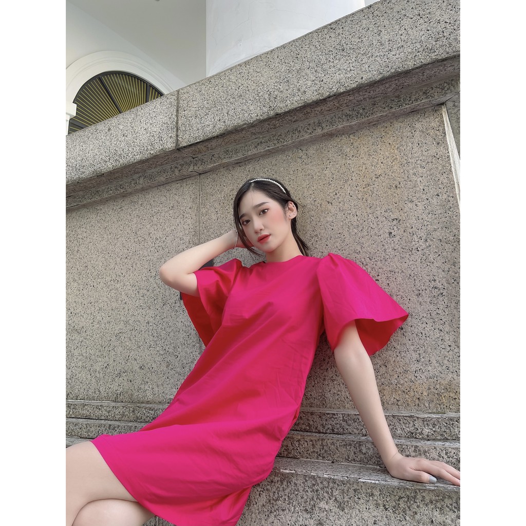 LIIN - Đầm dáng suông nữ trơn phối tay điệu tiểu thử, nữ tính | BigBuy360 - bigbuy360.vn