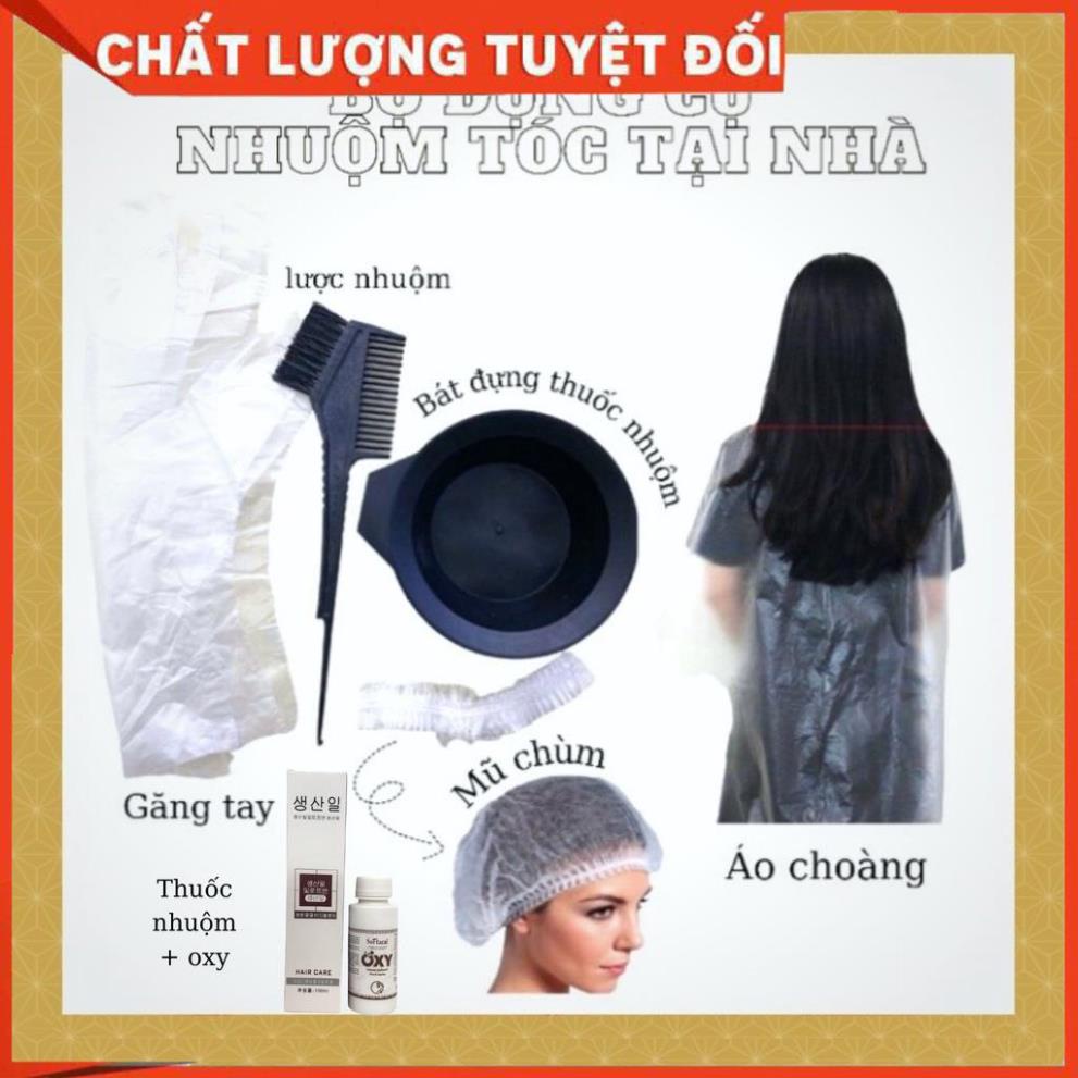 Thuốc nhuộm tóc Nâu lạnh ánh khói kèm bộ dụng cụ nhuộm tóc
