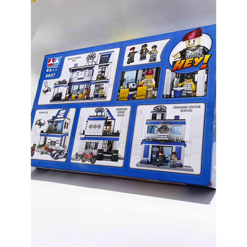 Lắp ráp xếp hình Lego City 6957 đồn cảnh sát 4 in 1 746 mảnh Trụ Sở Cảnh Sát Trực Thăng Xe Cảnh Sát
