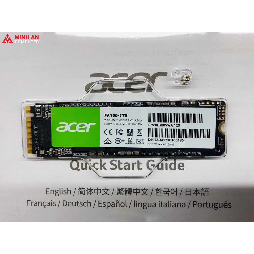 Ổ cứng SSD ACER FA100 1TB PCle Gen 3x4 ( BL.9BWWA.120) Hàng chính hãng