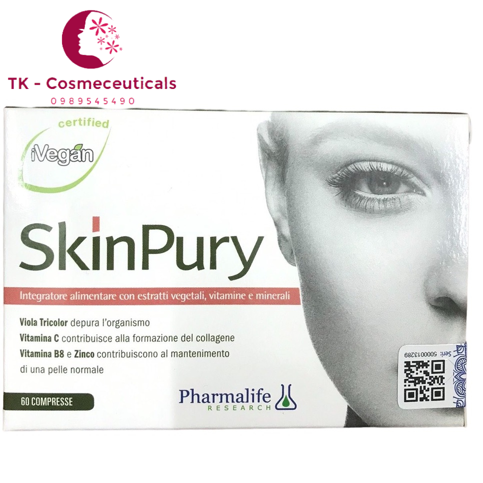 Viên Uống Skin Pury / Skinpury Hỗ Trợ Làm Đẹp Da, Thải Độc, Ngăn Ngừa Lão Hóa - Hộp 60 Viên