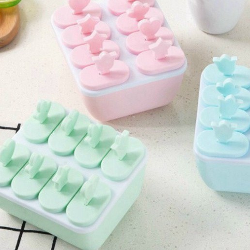 Khuôn Kem 8 Ngăn Que Rời Tiện Lợi, Tiết Kiệm, Dễ Sử Dụng