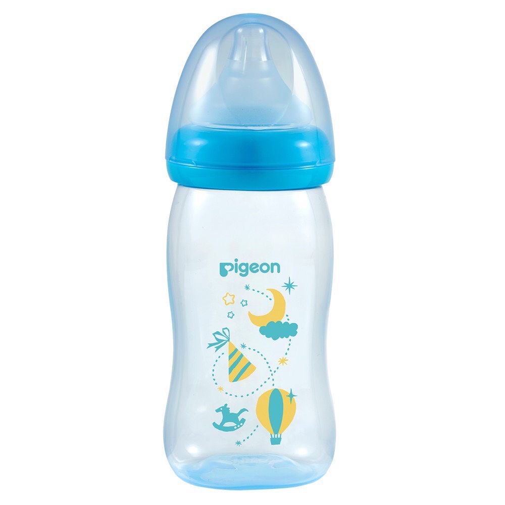 [MẪU MỚI CHÍNH HÃNG] Bình sữa cổ rộng PP Plus họa tiết xanh/hồng 160ml/240ml